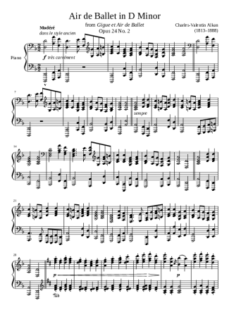 Charles Valentin Alkan Air De Ballet Opus 24 No. 2 In D Minor score for Piano