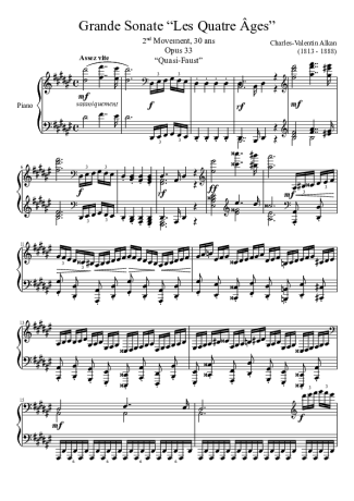 Charles Valentin Alkan Grande Sonate Les Quatre Ages Opus 33 2nd Movement score for Piano