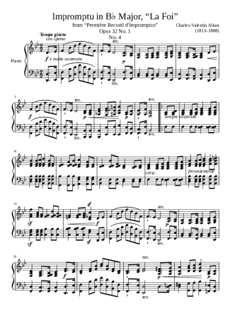 Charles Valentin Alkan Impromptu Opus 32 No. 1 No. 4 In B Major La Foi score for Piano