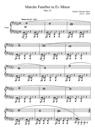 Charles Valentin Alkan Marche Funebre Opus 26 In E Minor score for Piano
