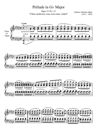 Charles Valentin Alkan Prelude Opus 31 No. 13 In G Major score for Piano
