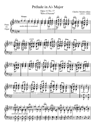 Charles Valentin Alkan Prelude Opus 31 No. 17 In A Major score for Piano