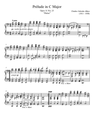 Charles Valentin Alkan Prelude Opus 31 No. 25 In C Major score for Piano
