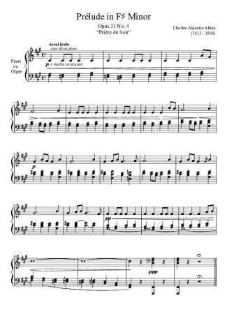 Charles Valentin Alkan Prelude Opus 31 No. 4 In F Minor score for Piano