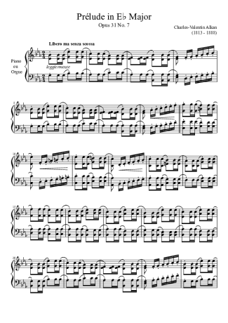 Charles Valentin Alkan Prelude Opus 31 No. 7 In E Major score for Piano