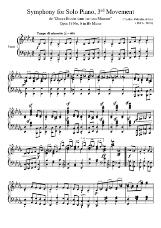 Charles Valentin Alkan Symphony For Solo Piano 3rd Movement Opus 39 No. 4 In Bb Minor score for Piano