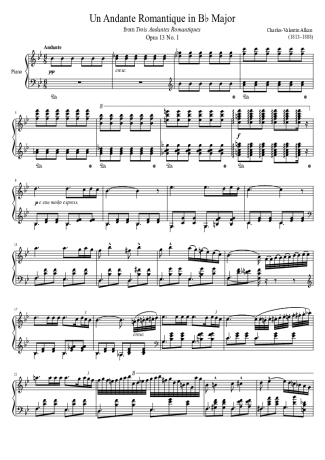 Charles Valentin Alkan Un Andante Romantique Opus 13 No. 1 In B Major score for Piano