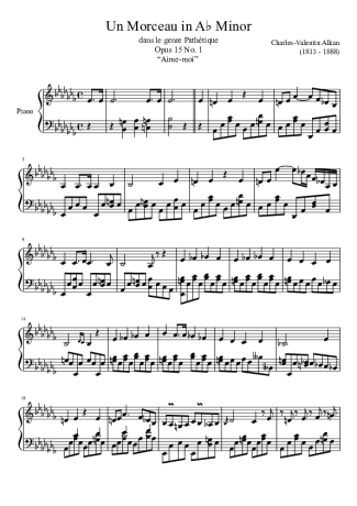Charles Valentin Alkan Un Morceau Opus 15 No. 1 In A♭ Minor score for Piano