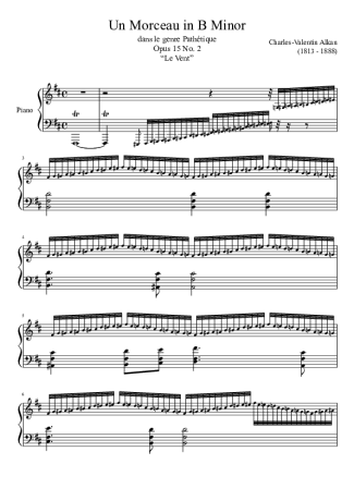 Charles Valentin Alkan Un Morceau Opus 15 No. 2 In B Minor “Le Vent” score for Piano