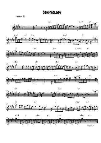 Charlie Parker Ornithology score for Alto Saxophone