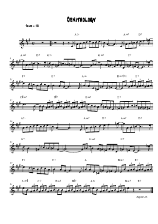 Charlie Parker Ornithology score for Tenor Saxophone Soprano (Bb)
