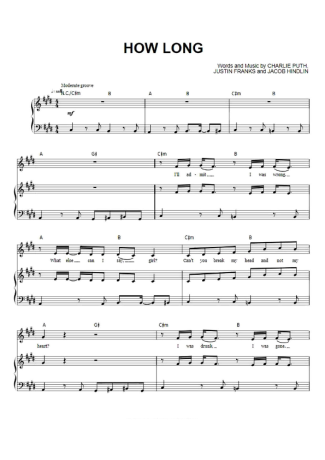 Charlie Puth How Long score for Piano