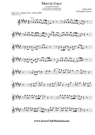 Charlie Puth Marvin Gaye (ft Meghan Trainor) score for Tenor Saxophone Soprano (Bb)