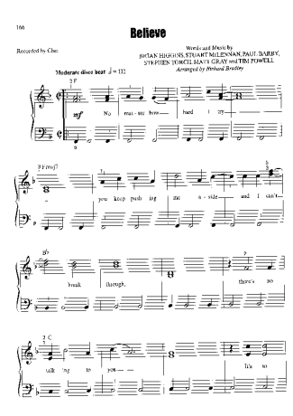 Cher Believe  score for Piano