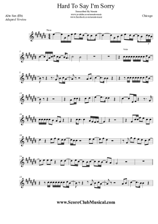 Chicago Hard To Say I´m Sorry score for Alto Saxophone
