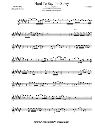 Chicago Hard To Say I´m Sorry score for Trumpet