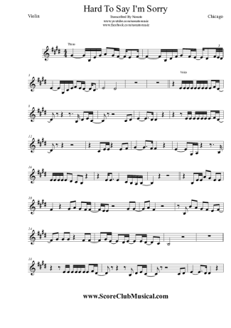 Chicago Hard To Say I´m Sorry score for Violin