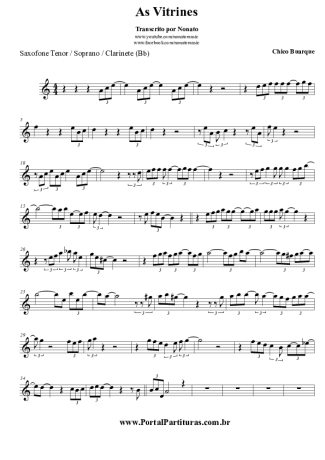 Chico Buarque As Vitrines score for Tenor Saxophone Soprano (Bb)