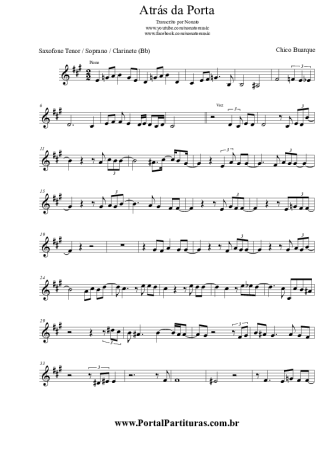 Chico Buarque Atrás da Porta score for Tenor Saxophone Soprano (Bb)