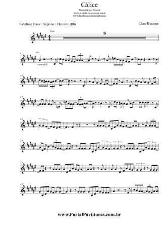 Chico Buarque Cálice score for Clarinet (Bb)