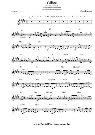 Chico Buarque Cálice score for Keyboard