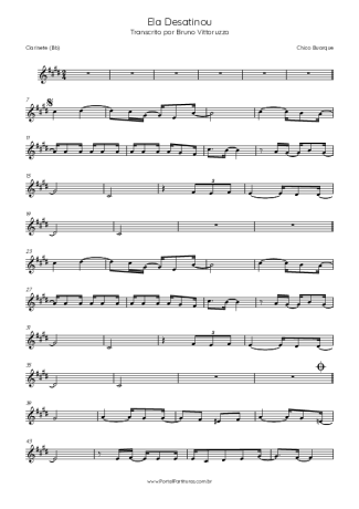 Chico Buarque Ela Desatinou score for Clarinet (Bb)