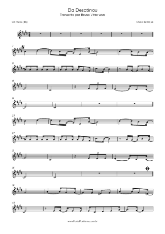 Chico Buarque  score for Clarinet (Bb)