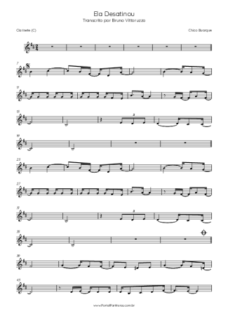 Chico Buarque Ela Desatinou score for Clarinet (C)