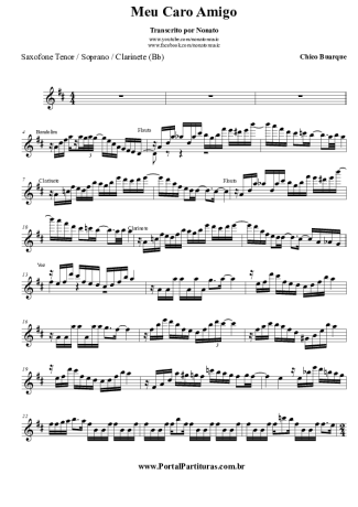 Chico Buarque Meu Caro Amigo score for Tenor Saxophone Soprano (Bb)