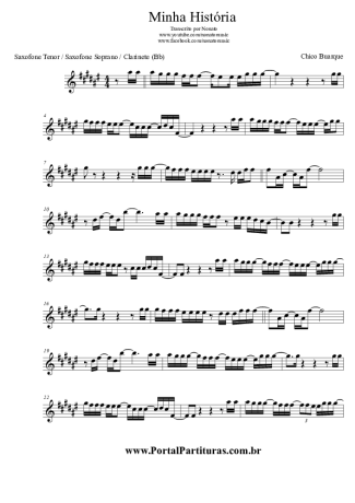Chico Buarque Minha História score for Tenor Saxophone Soprano Clarinet (Bb)
