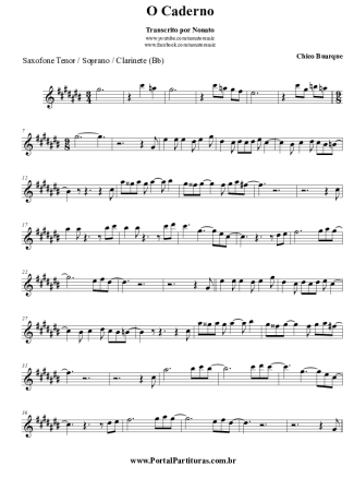Chico Buarque O Caderno score for Tenor Saxophone Soprano (Bb)
