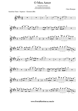 Chico Buarque O Meu Amor score for Tenor Saxophone Soprano (Bb)