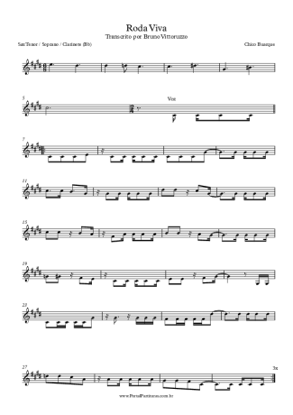 Chico Buarque Roda Viva score for Clarinet (Bb)