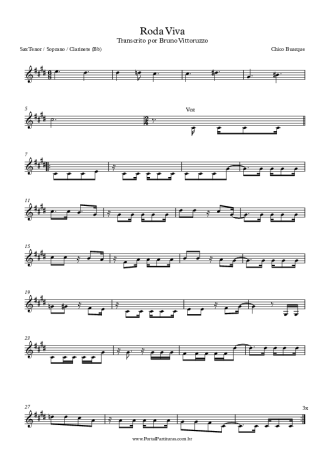 Chico Buarque Roda Viva score for Tenor Saxophone Soprano (Bb)