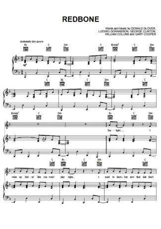 Childish Gambino Redbone score for Piano