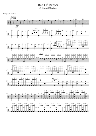 Children Of Bodom Bed Of Razors score for Drums