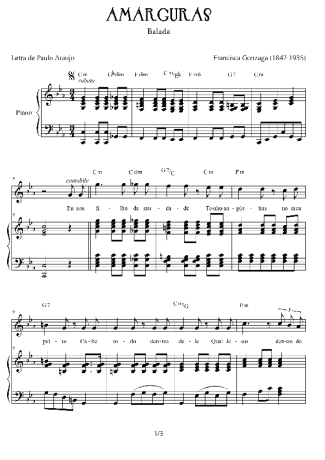 Chiquinha Gonzaga Amarguras score for Piano