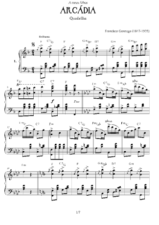 Chiquinha Gonzaga Arcádia score for Piano