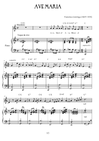 Chiquinha Gonzaga Ave Maria score for Piano