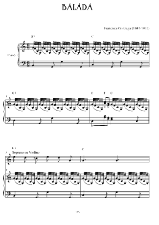 Chiquinha Gonzaga Balada score for Piano