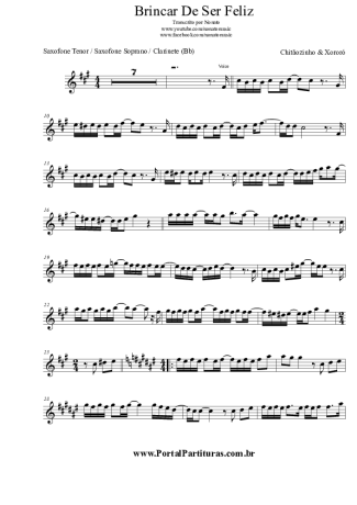 Chitãozinho e Xororó Brincar De Ser Feliz score for Tenor Saxophone Soprano (Bb)