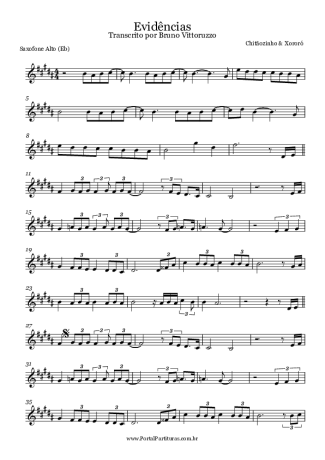 Chitãozinho e Xororó Evidências score for Alto Saxophone