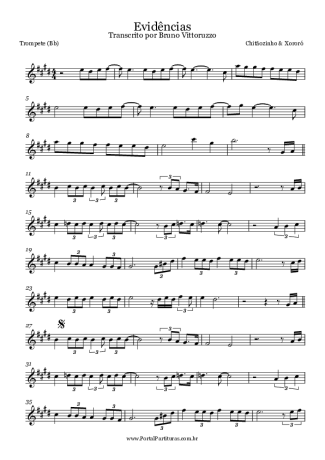 Chitãozinho e Xororó Evidências score for Trumpet