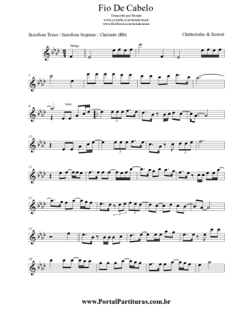 Chitãozinho e Xororó Fio De Cabelo score for Tenor Saxophone Soprano (Bb)