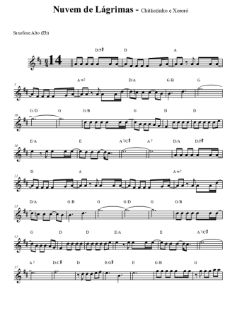 Chitãozinho e Xororó Nuvem de Lágrimas score for Alto Saxophone