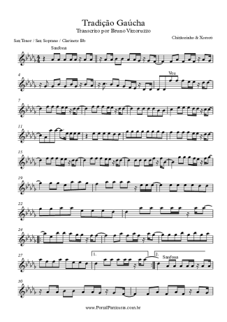 Chitãozinho e Xororó Tradicão Gaúcha score for Tenor Saxophone Soprano Clarinet (Bb)