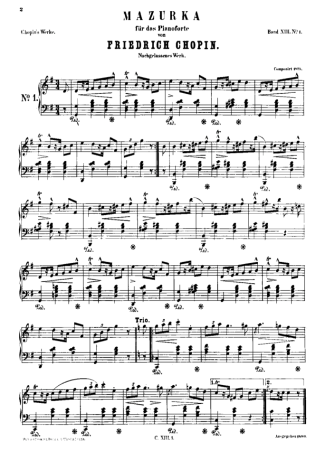 Chopin 2 Mazurkas B.16 score for Piano