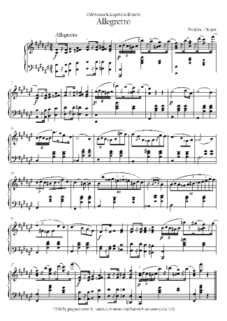 Chopin Allegretto In F# score for Piano