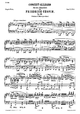 Chopin Allegro De Concerto Op 46 score for Piano