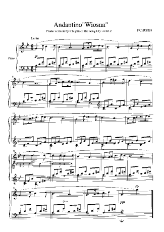 Chopin Andantino Op 74 score for Piano